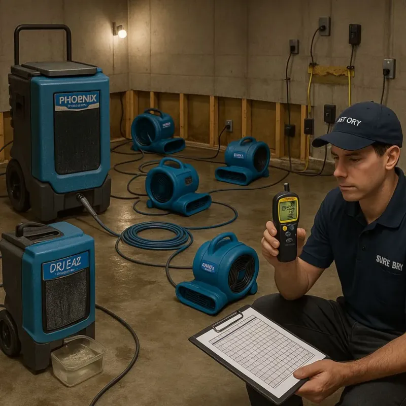 Structural Drying and Dehumidification process in Evart, MI